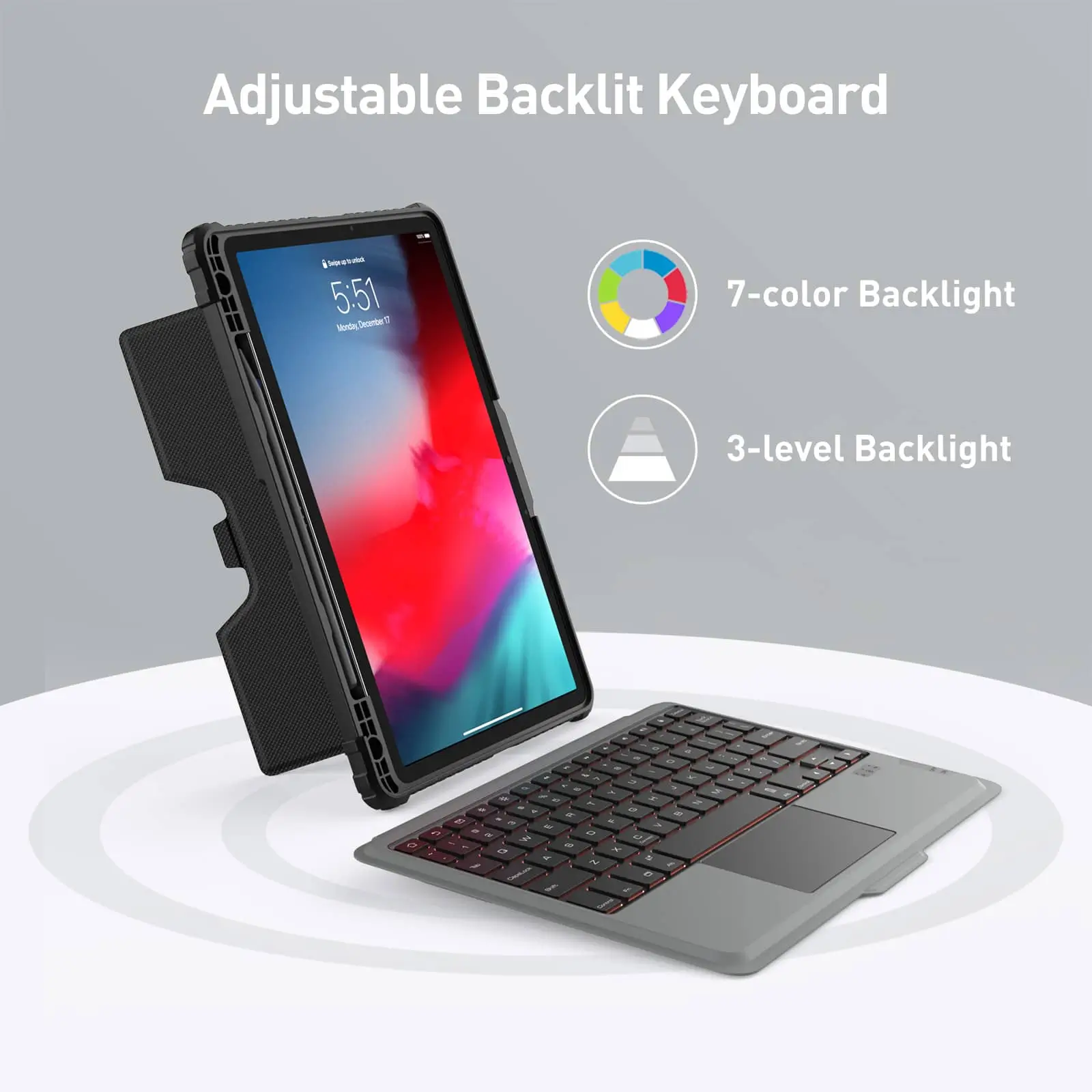 Bumper Combo Backlit Keyboard Case (Black) for Galaxy Tablet Series - Image 17