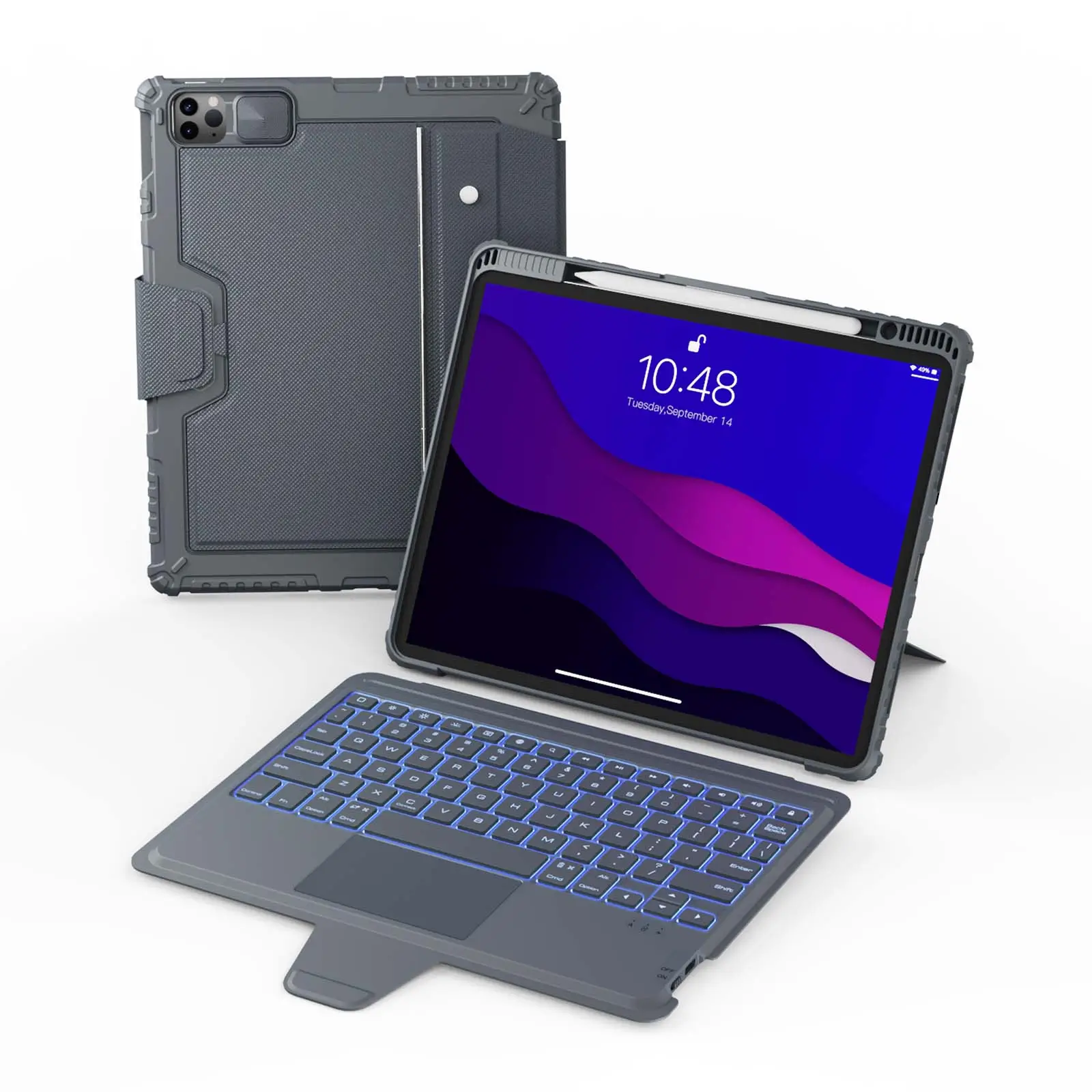 Bumper Combo Backlit Keyboard Case (Grey) for iPad Series - Image 33