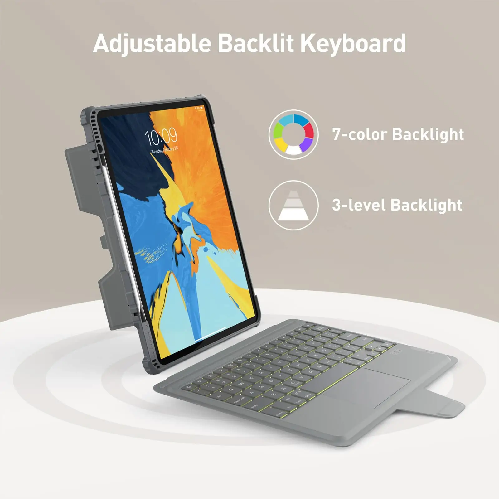 Bumper Combo Backlit Keyboard Case (Grey) for iPad Series - Image 4