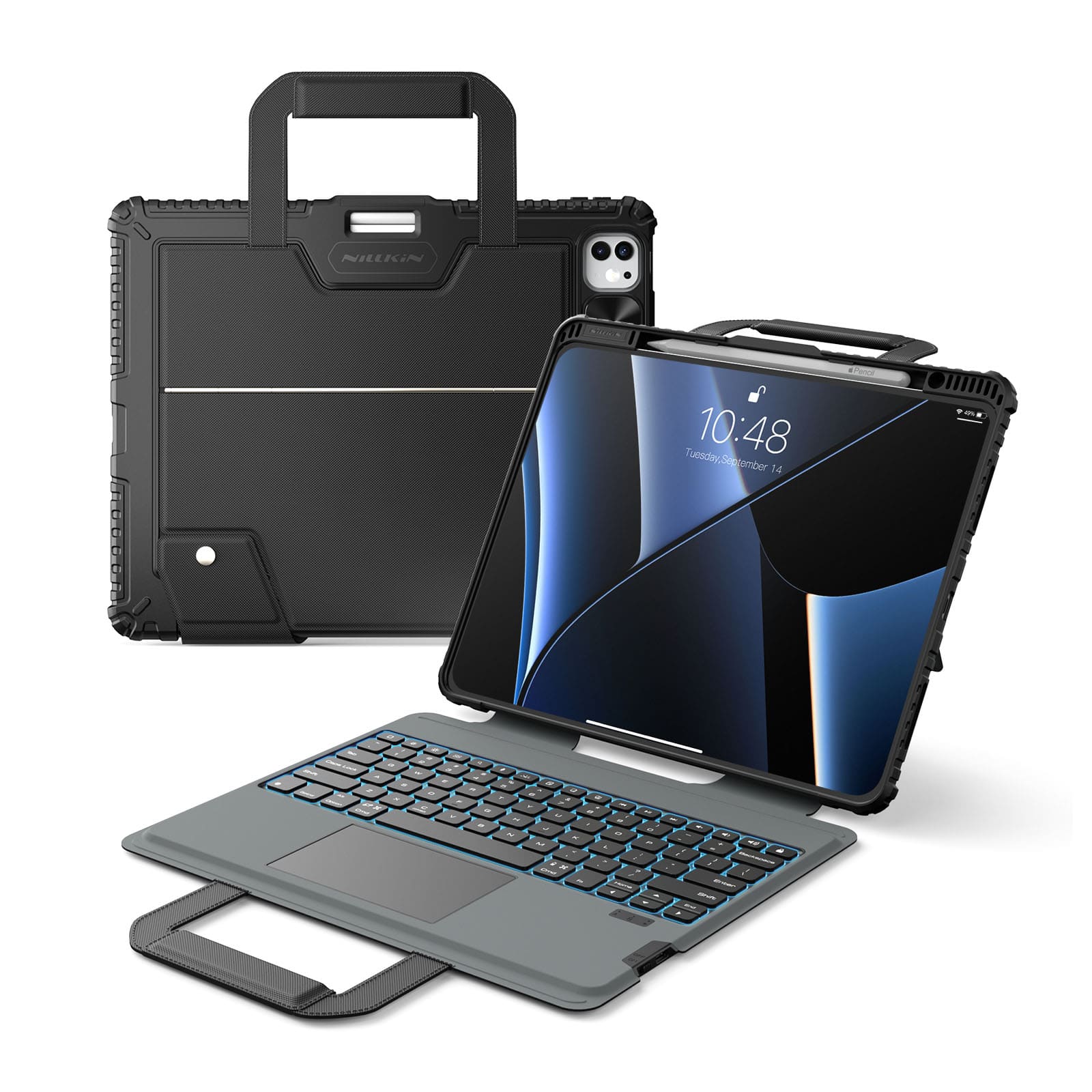 Carry Go Portable Handle Backlit Keyboard Case (Black) for iPad Series - Image 39
