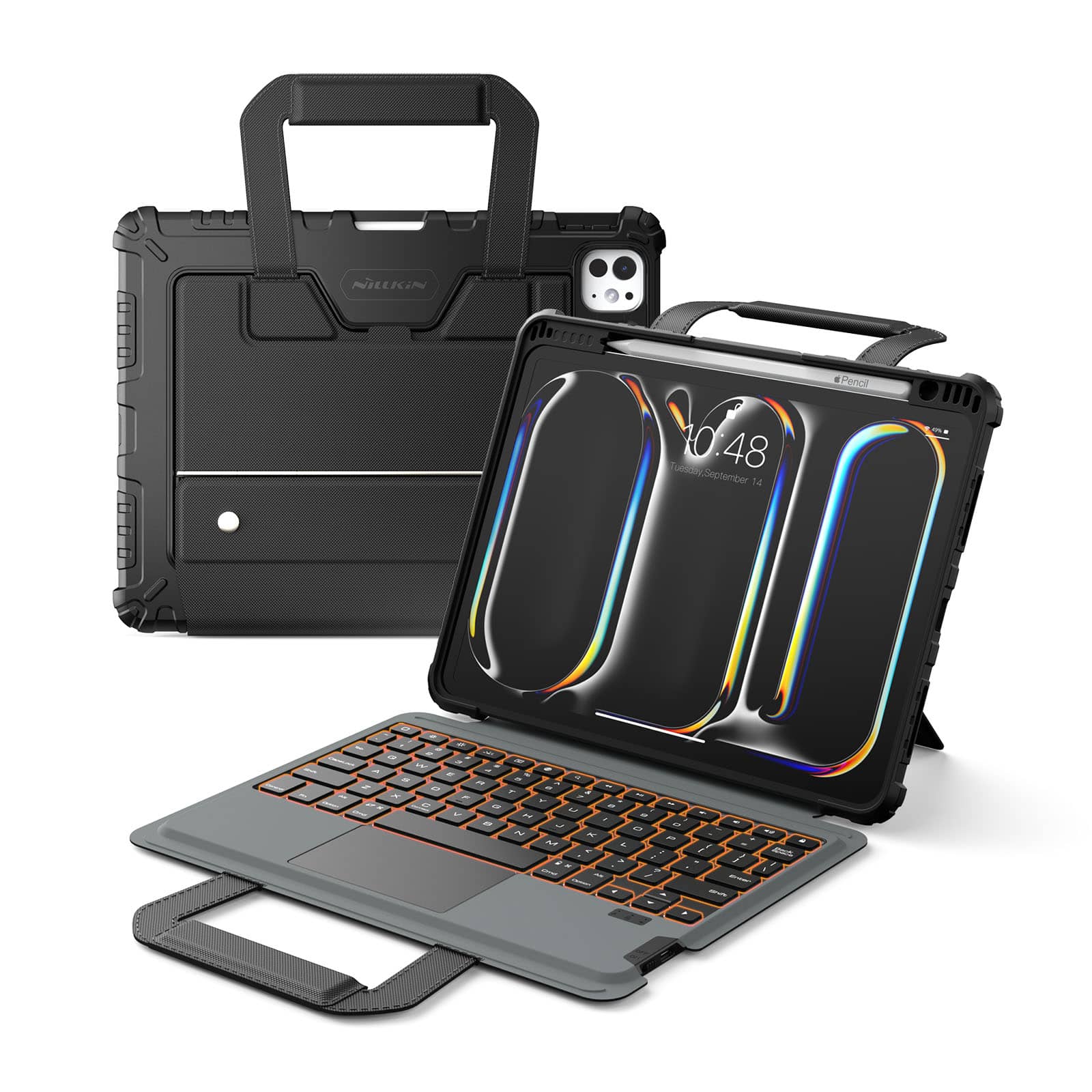 Carry Go Portable Handle Backlit Keyboard Case (Black) for iPad Series - Image 5