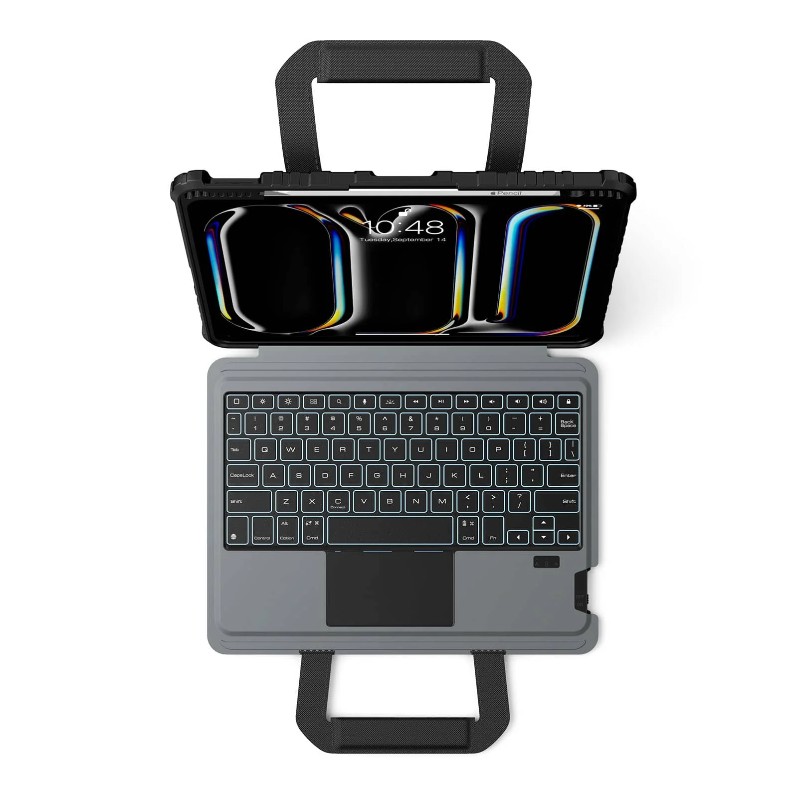 Carry Go Portable Handle Backlit Keyboard Case (Black) for iPad Series - Image 6