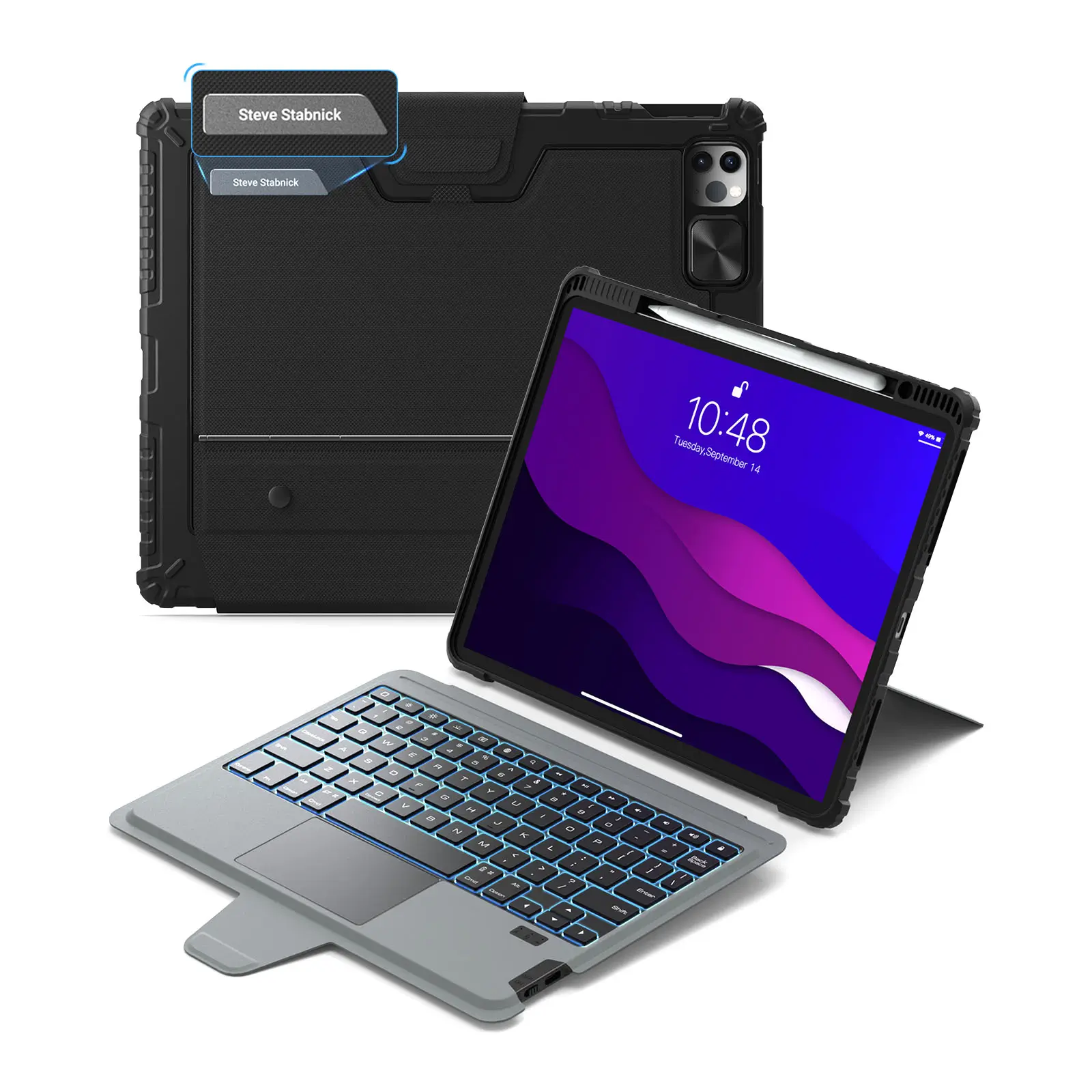 Custom Engraved Name Backlit Keyboard Case with Gift Box for iPad Series - Image 22