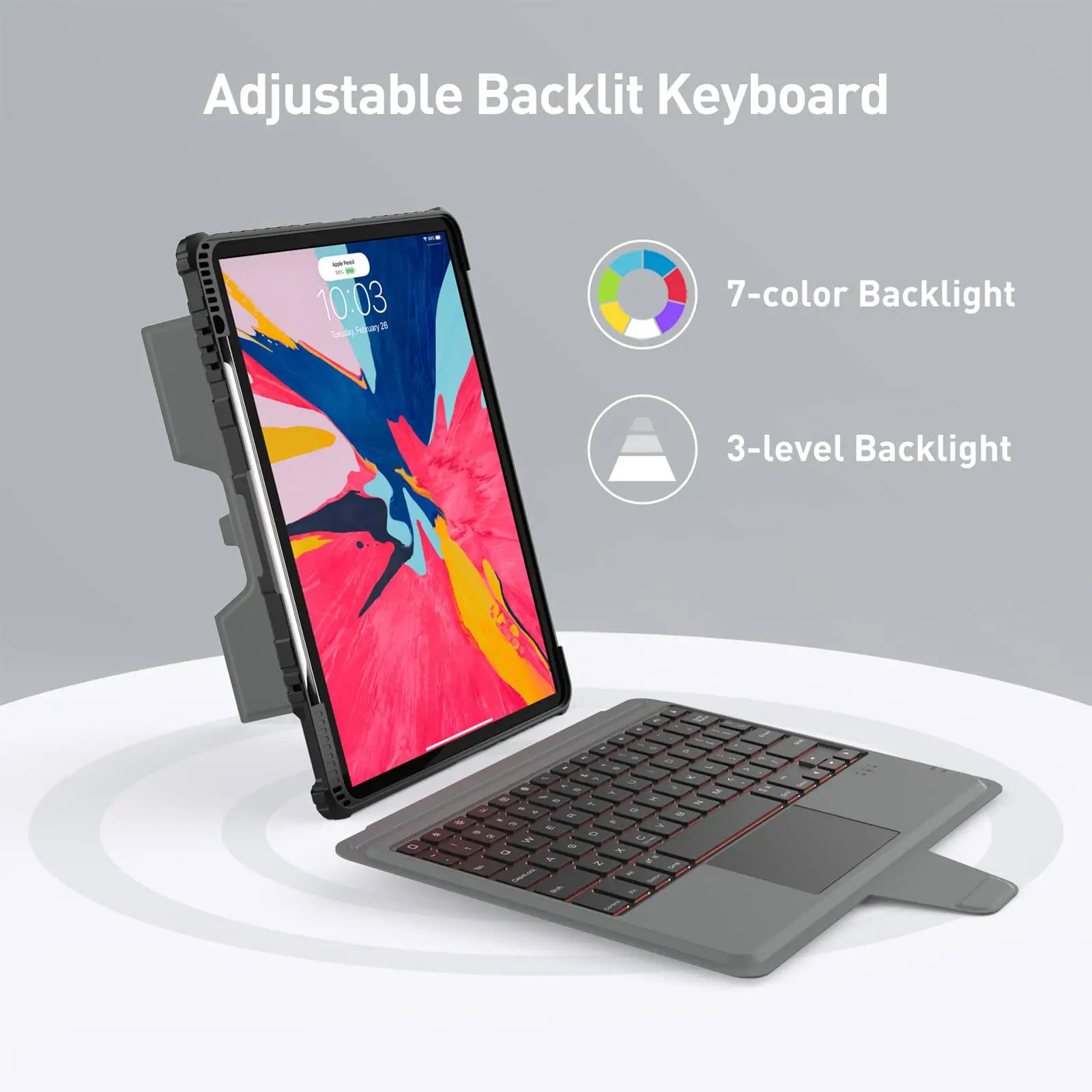 Custom Engraved Name Backlit Keyboard Case with Gift Box for iPad Series - Image 27