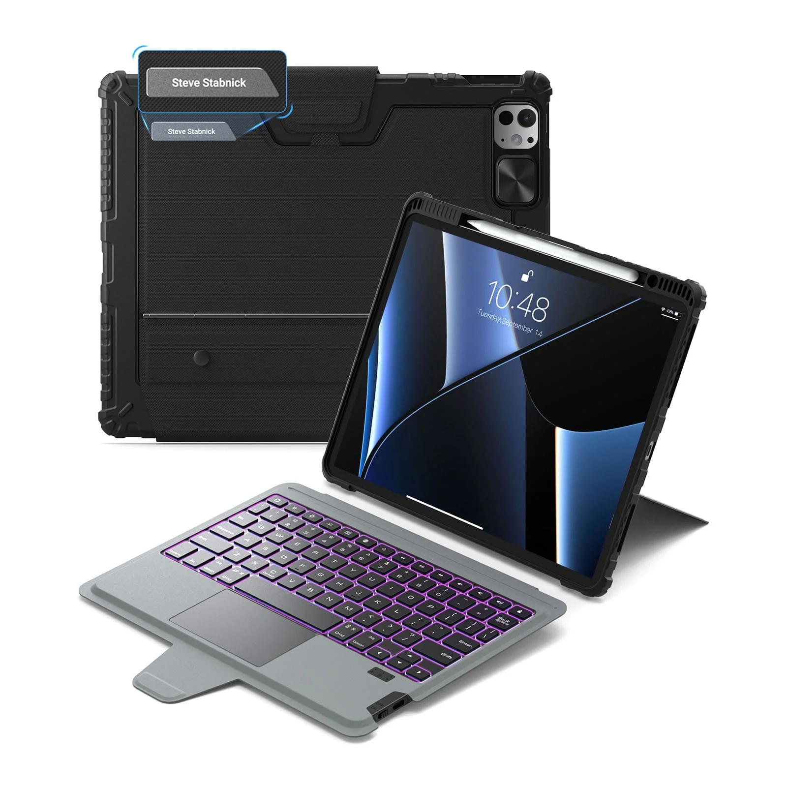 Custom Engraved Name Backlit Keyboard Case with Gift Box for iPad Series - Image 91