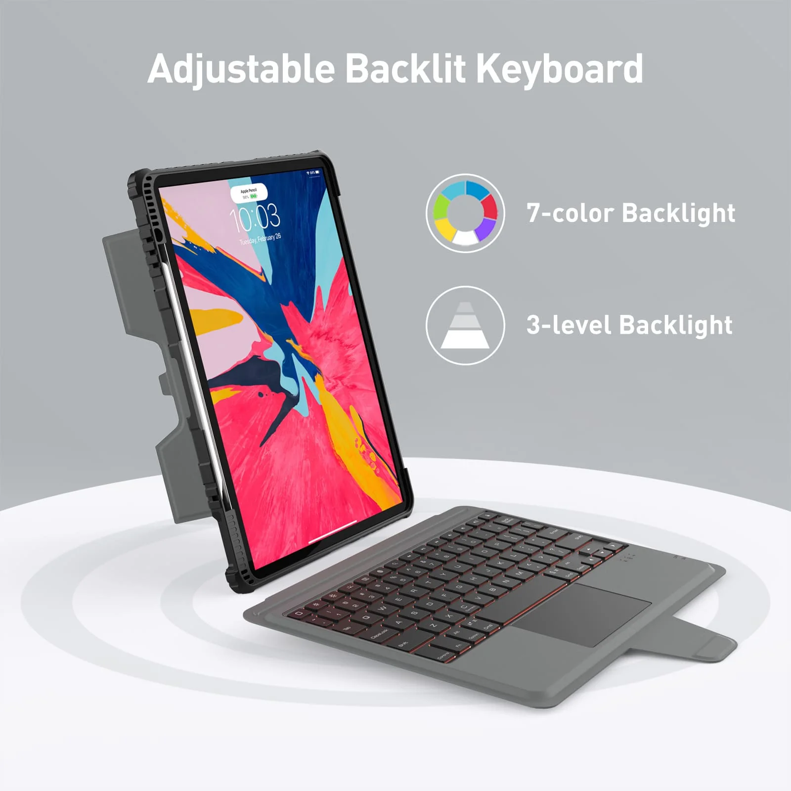 Custom Engraved Name Backlit Keyboard Case with Gift Box for iPad Series - Image 96
